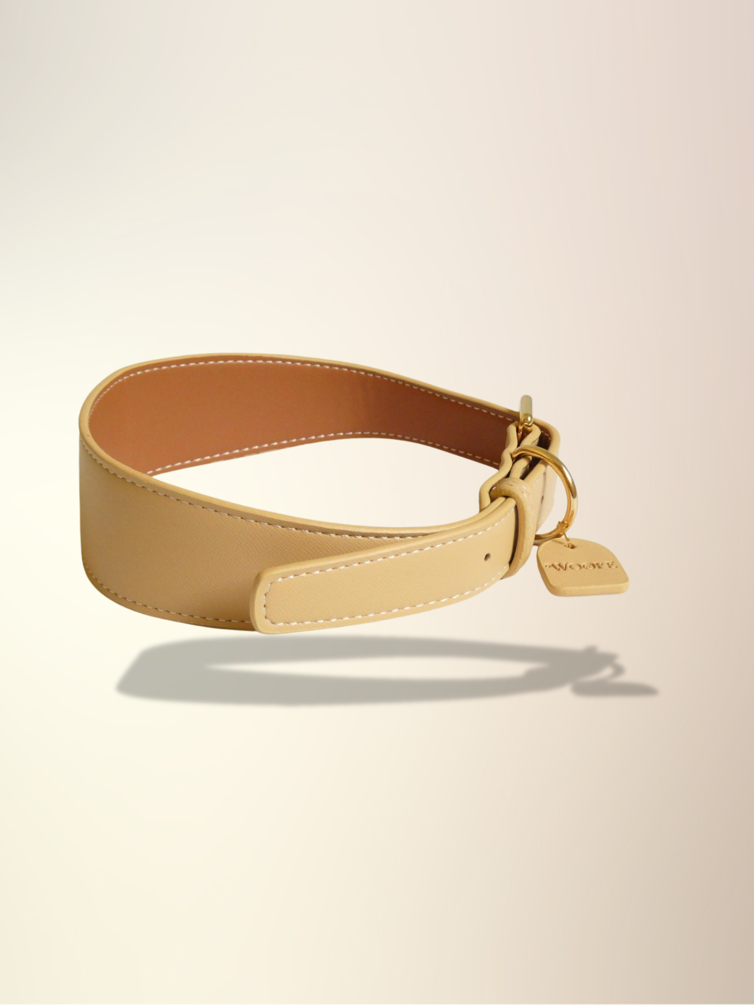 Beige veganistische leren halsband