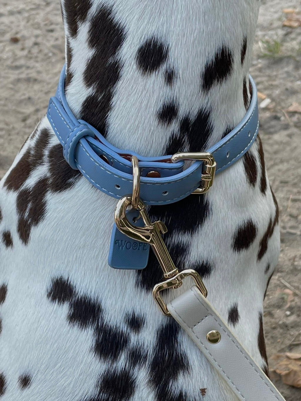 Blauwe veganistische leren halsband